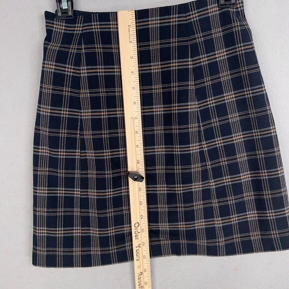 Aritzia Babaton Skirt Women 0 Yellow Black Plaid Dark Academia Preppy Schoolgirl - Picture 13 of 15